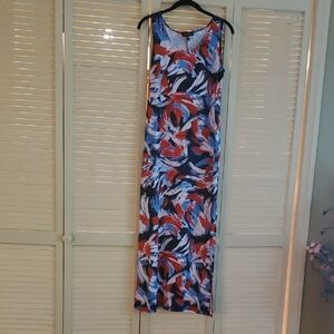 Slinky Brand Red and White Sleeveless Maxi Sundress